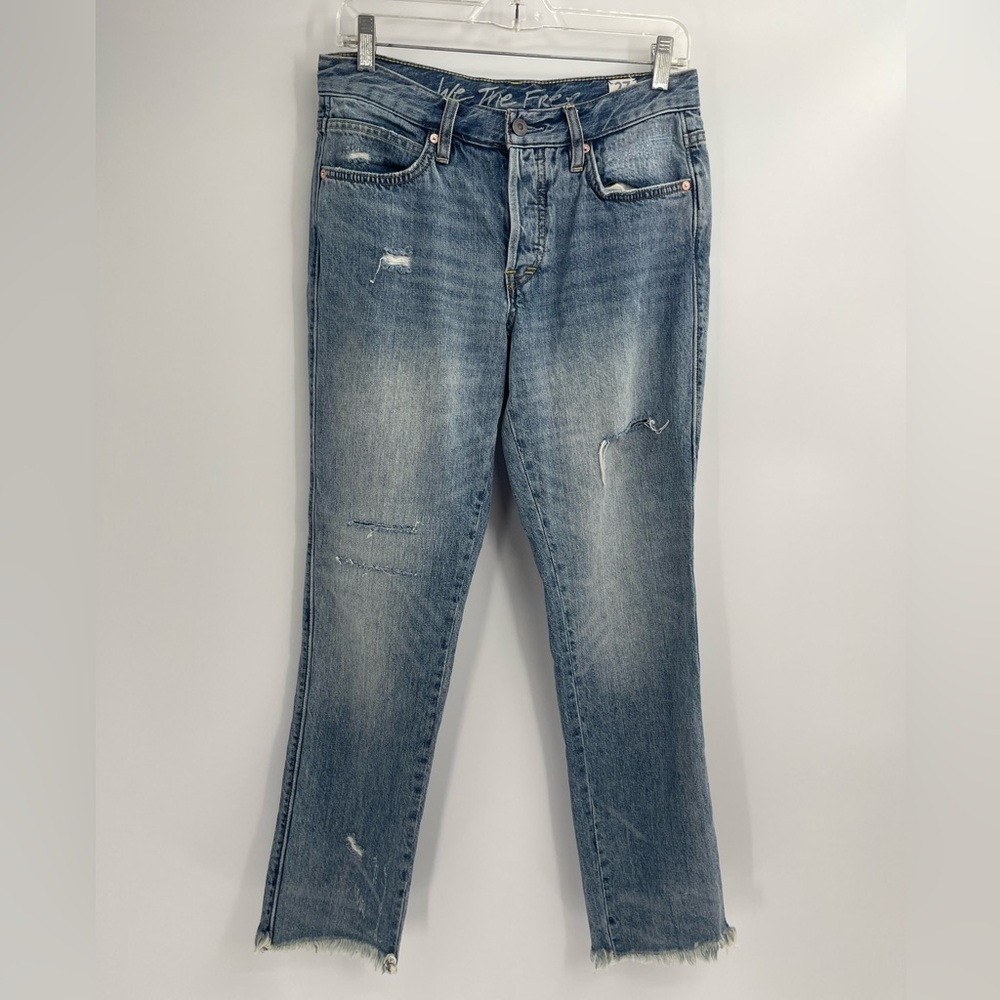 Free people we the free high rise blue distressed jeans size 27